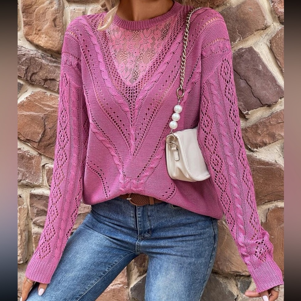 Boho Lace  detail sleeve sweater - Picture 6 of 6